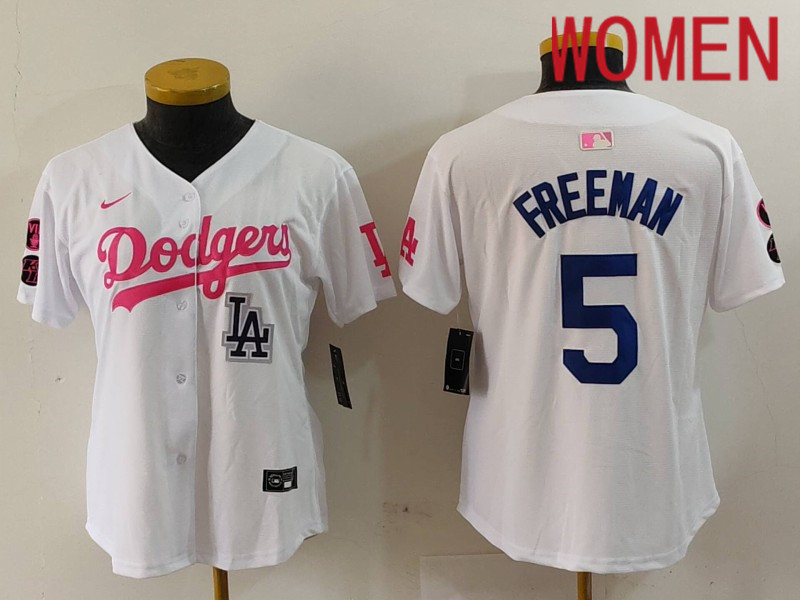 Women Los Angeles Dodgers #5 Freeman White joint name 2024 Nike MLB Jersey style 9122